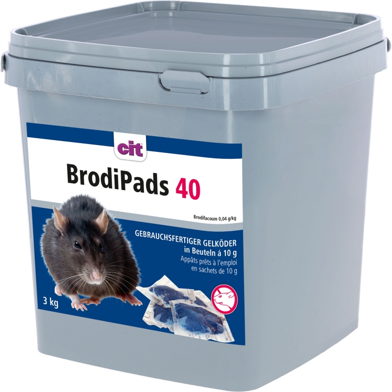 2995300 - Appât rats BrodiPads 50 3000g appât pâte 10g, brodif. - KERBL - Agrodieren.be - 2995300