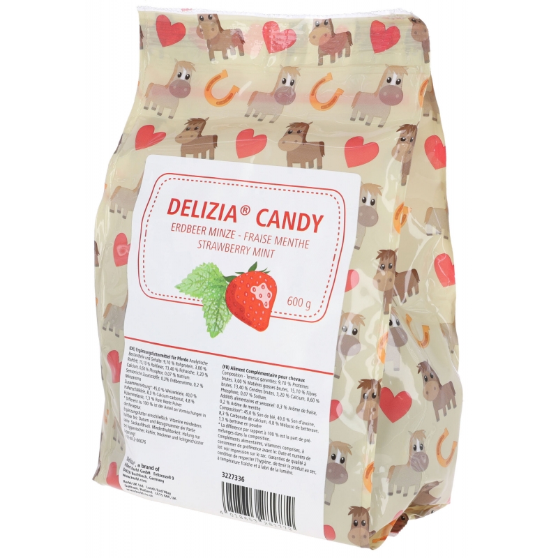 3227336 - Delizia Candy aardbeien/munt 600 g - KERBL - Agrodieren.be - 3227336